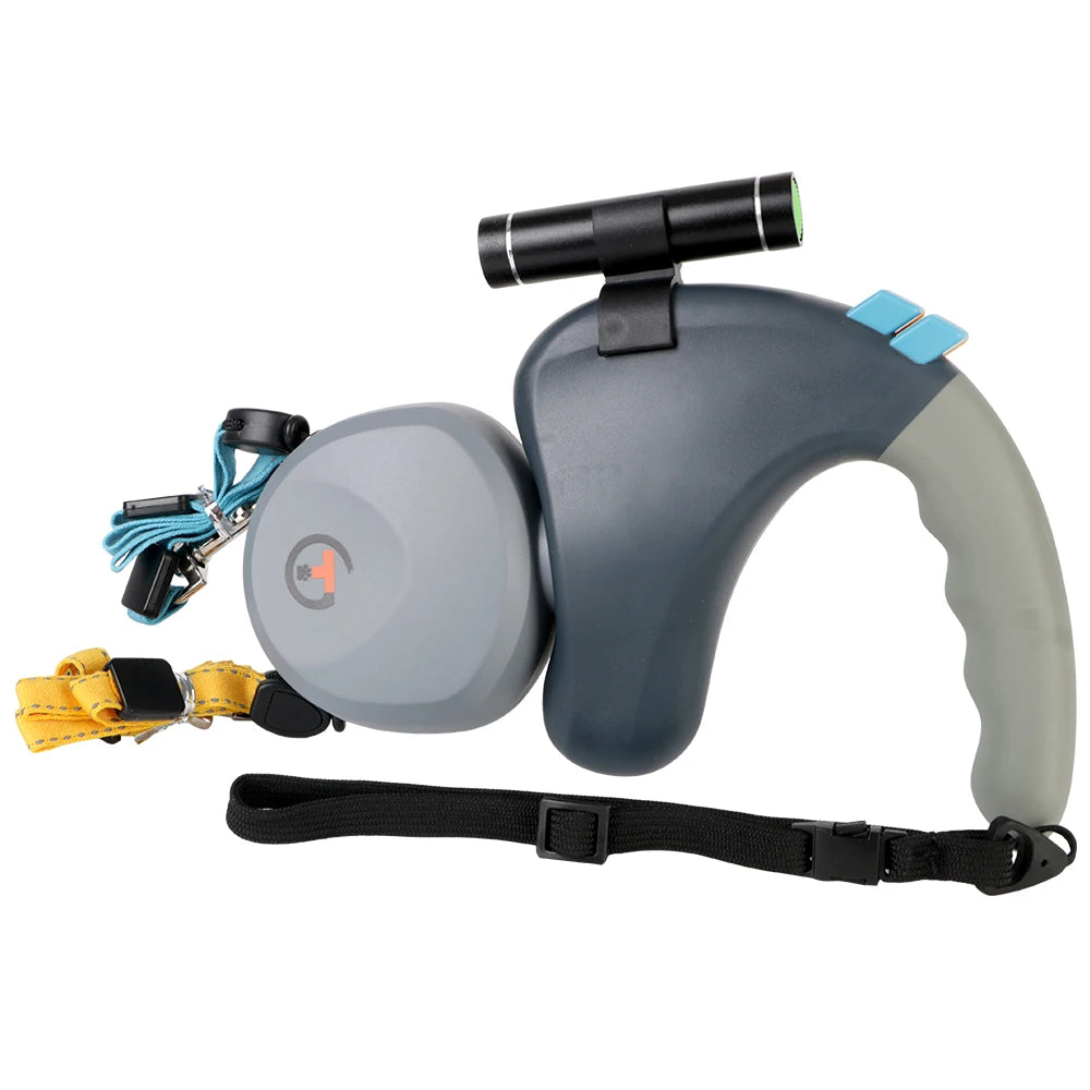 Double Dog Leash Retractable With Light For Walking Two Dogs