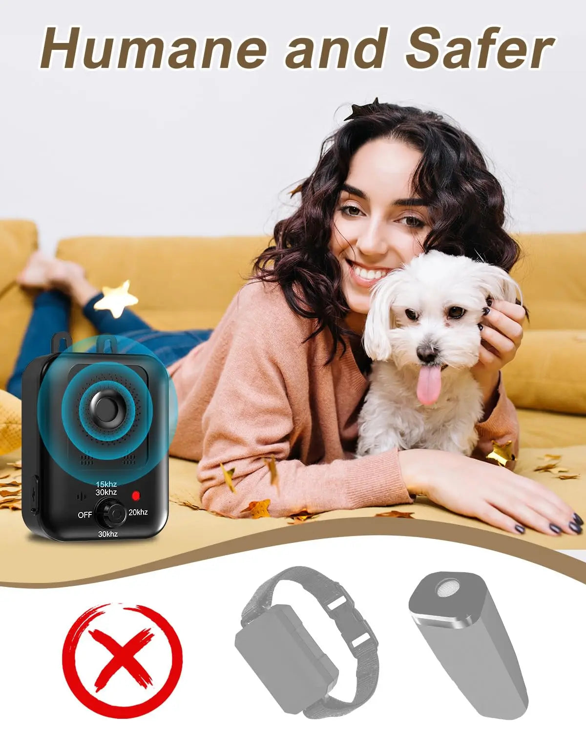 Automatic Ultrasonic Bark Control Device For Dogs Indoor Outdoor Rechargeable