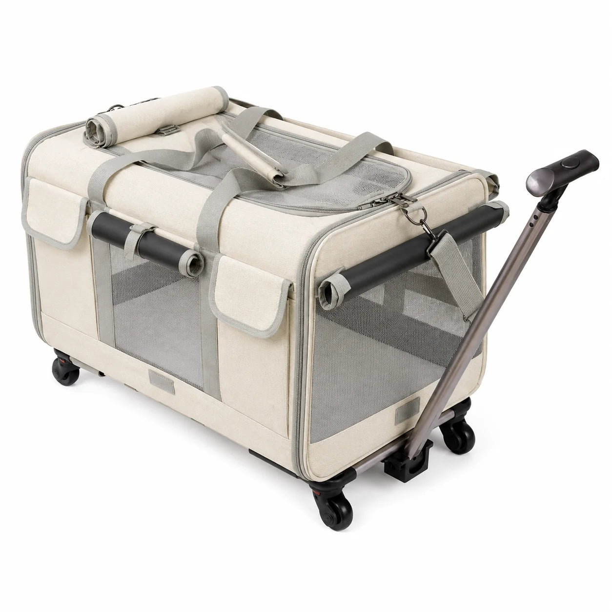 XMSJ Cat And Dog Travel Carrier With Wheels Detachable Rolling Bag