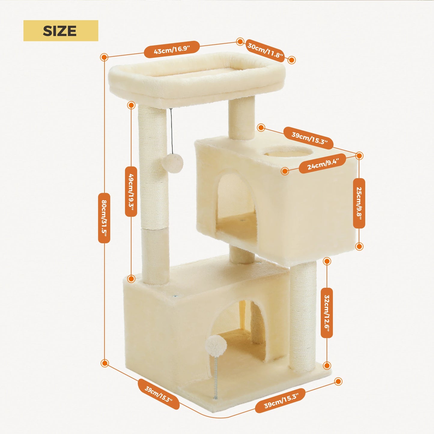PAWZ Road Large Cat Tree Indoor Multi-Level Tower Condos