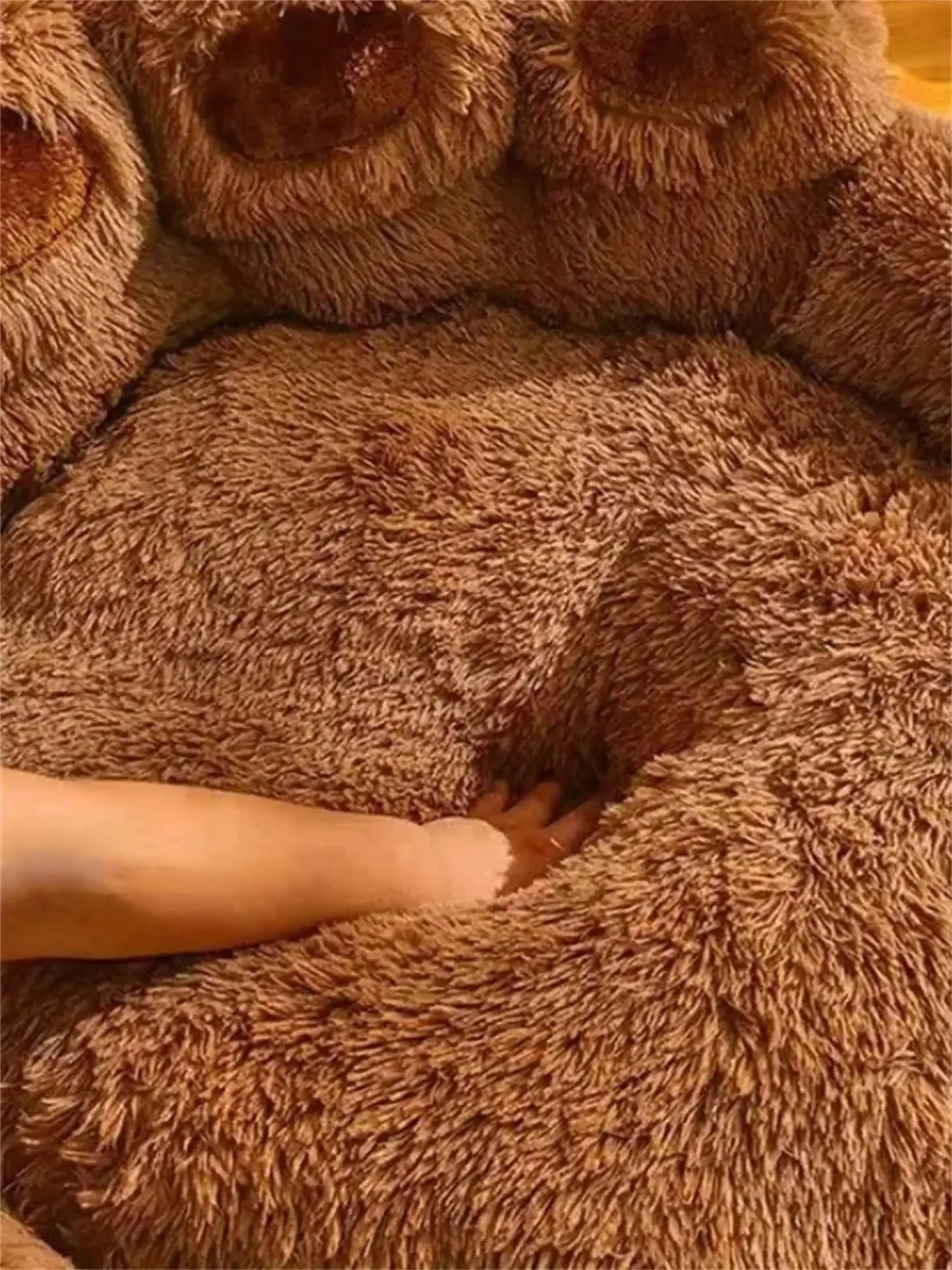 Bear Paw Plush Pet Mat Bed With Non Slip Base For Cats