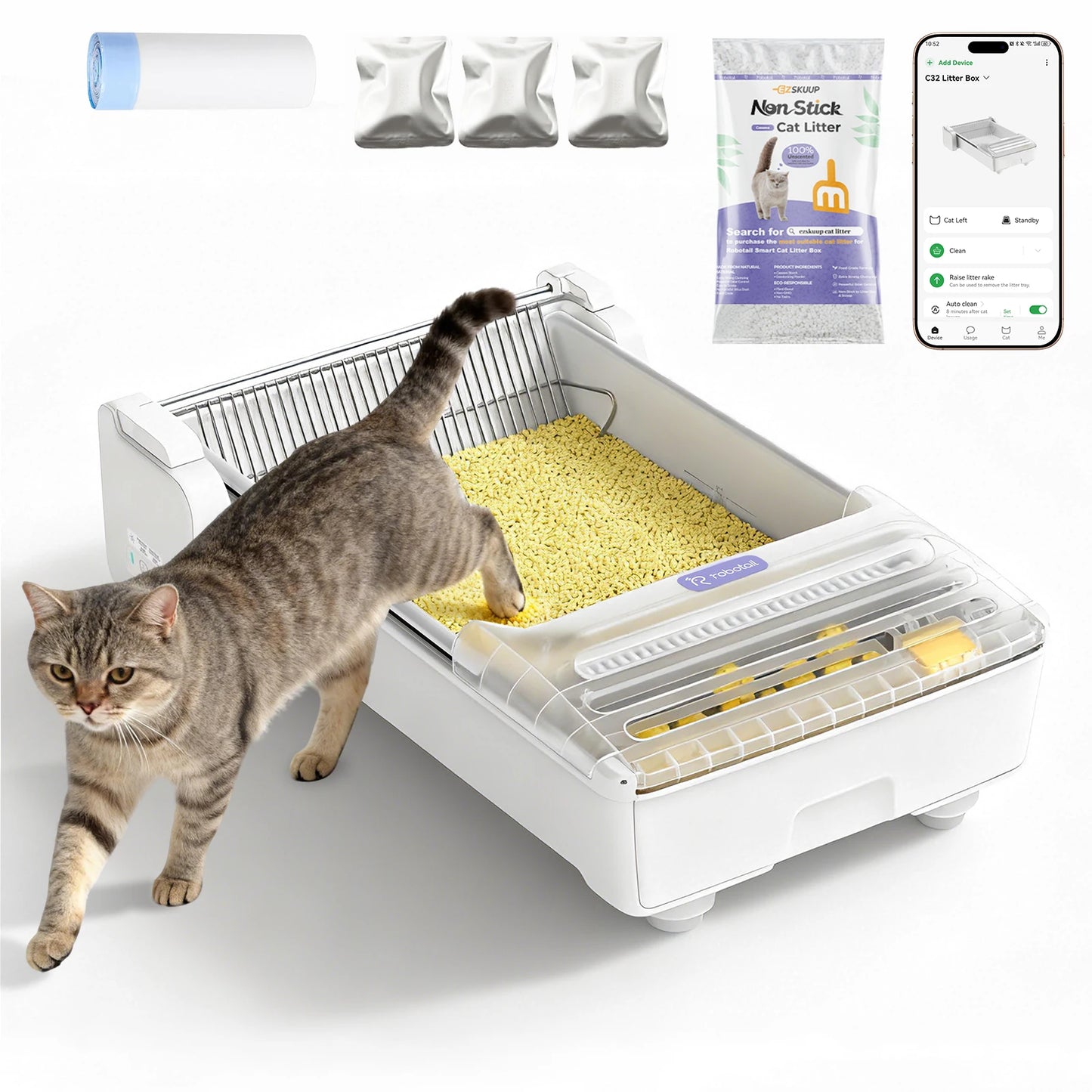 Fully Open Self Cleaning Cat Litter Box With App Control