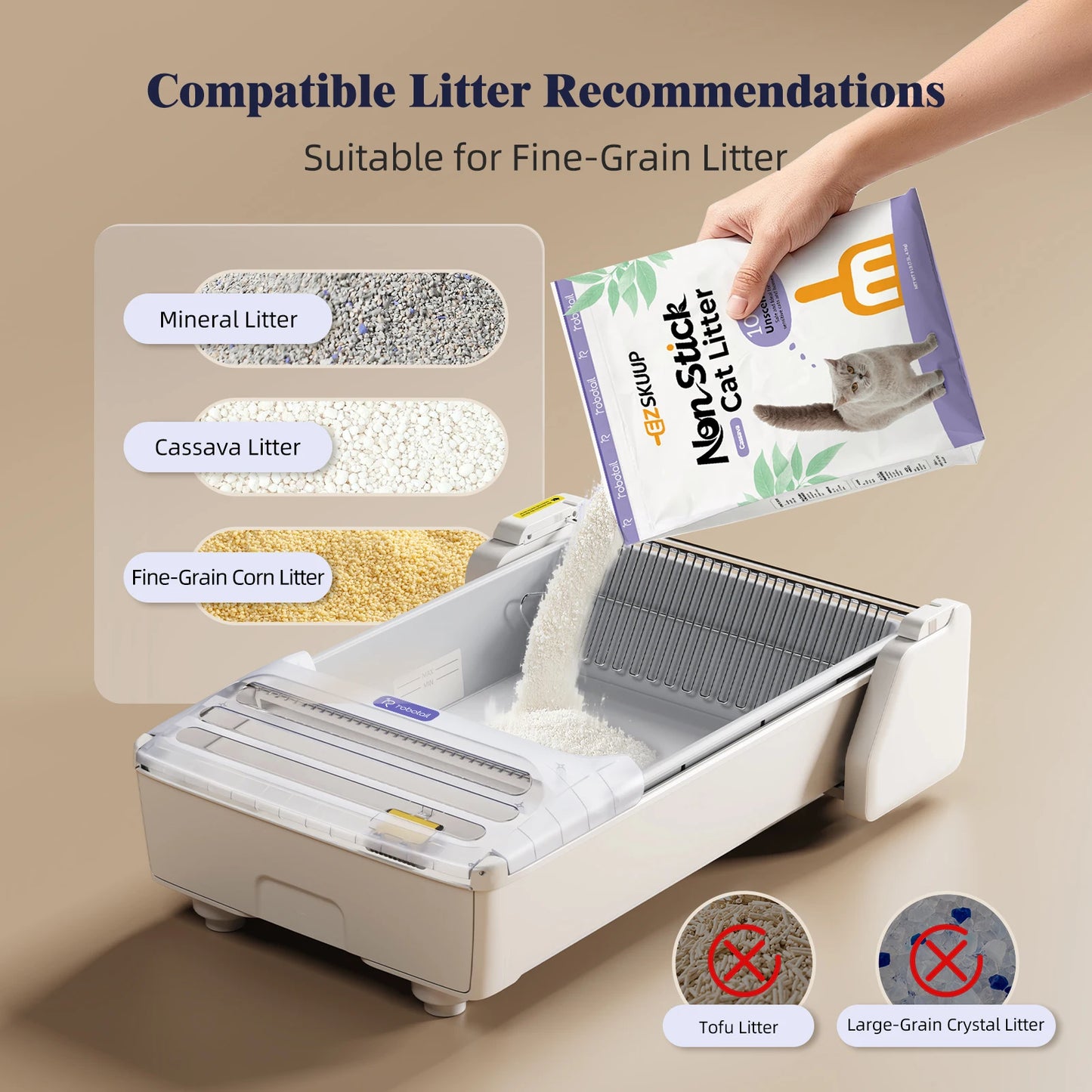 Fully Open Self Cleaning Cat Litter Box With App Control