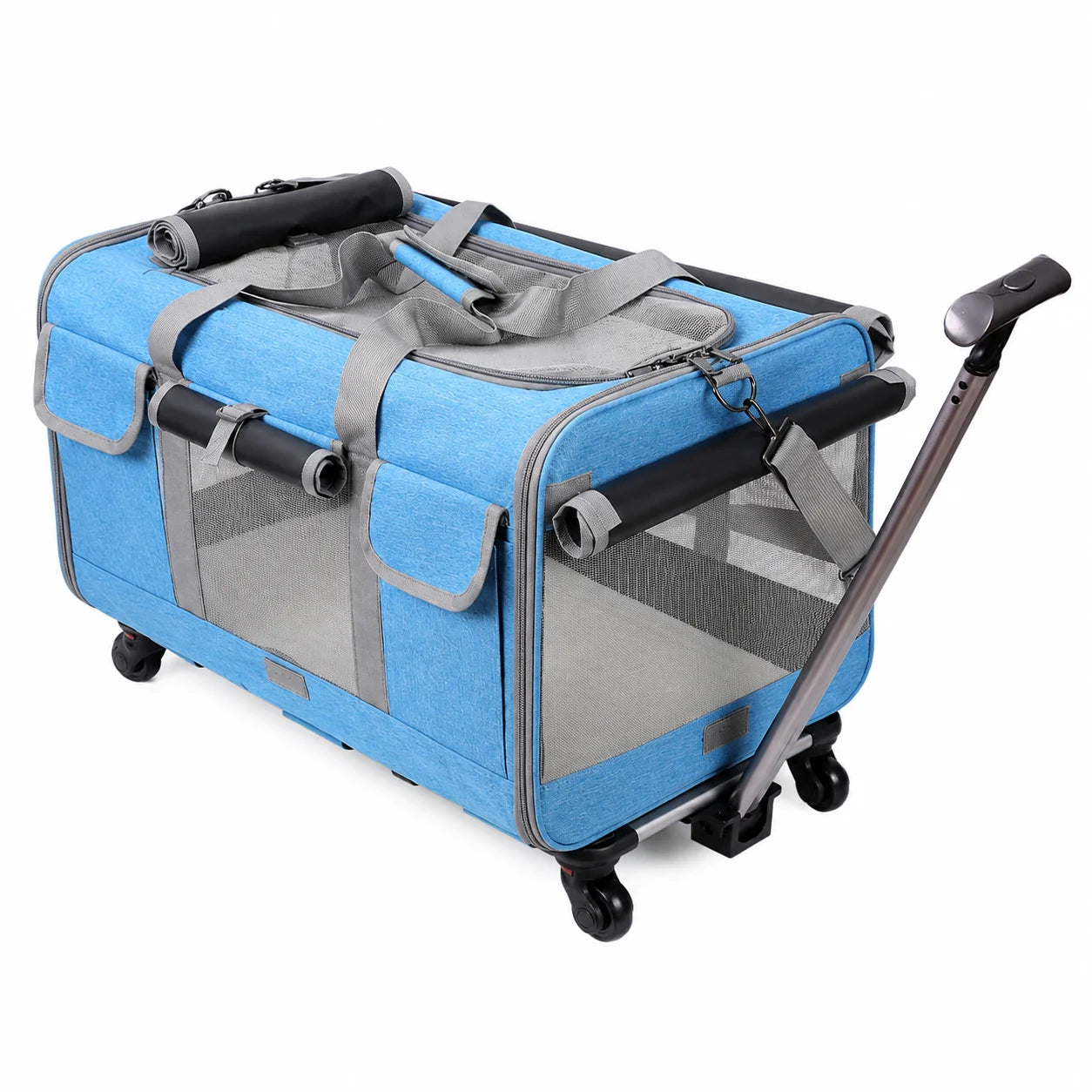 XMSJ Cat And Dog Travel Carrier With Wheels Detachable Rolling Bag