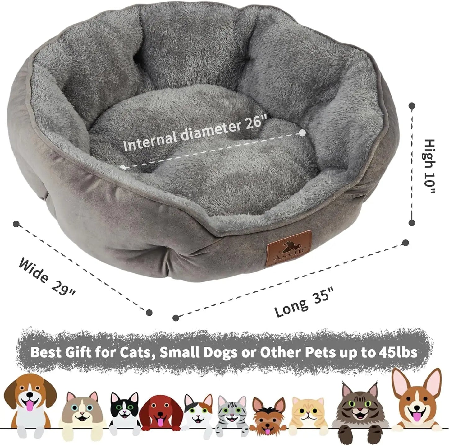 Extra Soft Pet Bed For Dogs And Cats Machine Washable Anti Slip Water Resistant