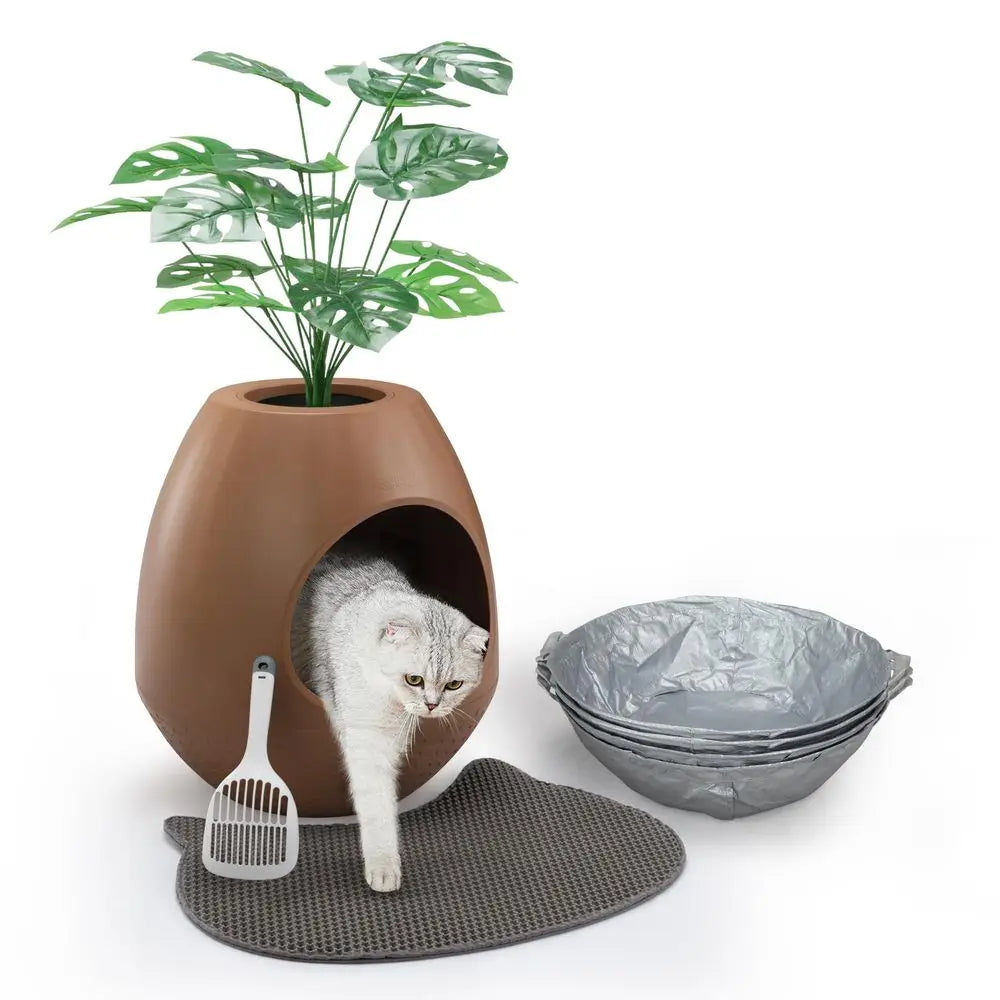 Plant Litter Box Large Cat Enclosure With 4 Litter Liners And Cat Litter Mat