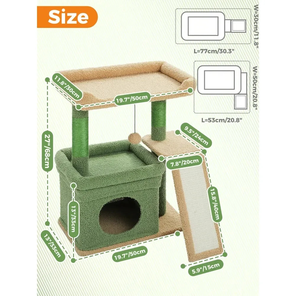 XMSJ Indoor Cat Tree with Sisal Posts, Cat Condo and Perch