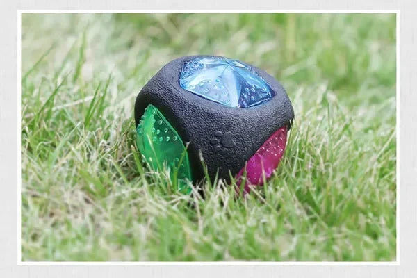 Pet Rubber Bouncing Toy For Dogs Light Up Squeaky Bite Resistant Ball