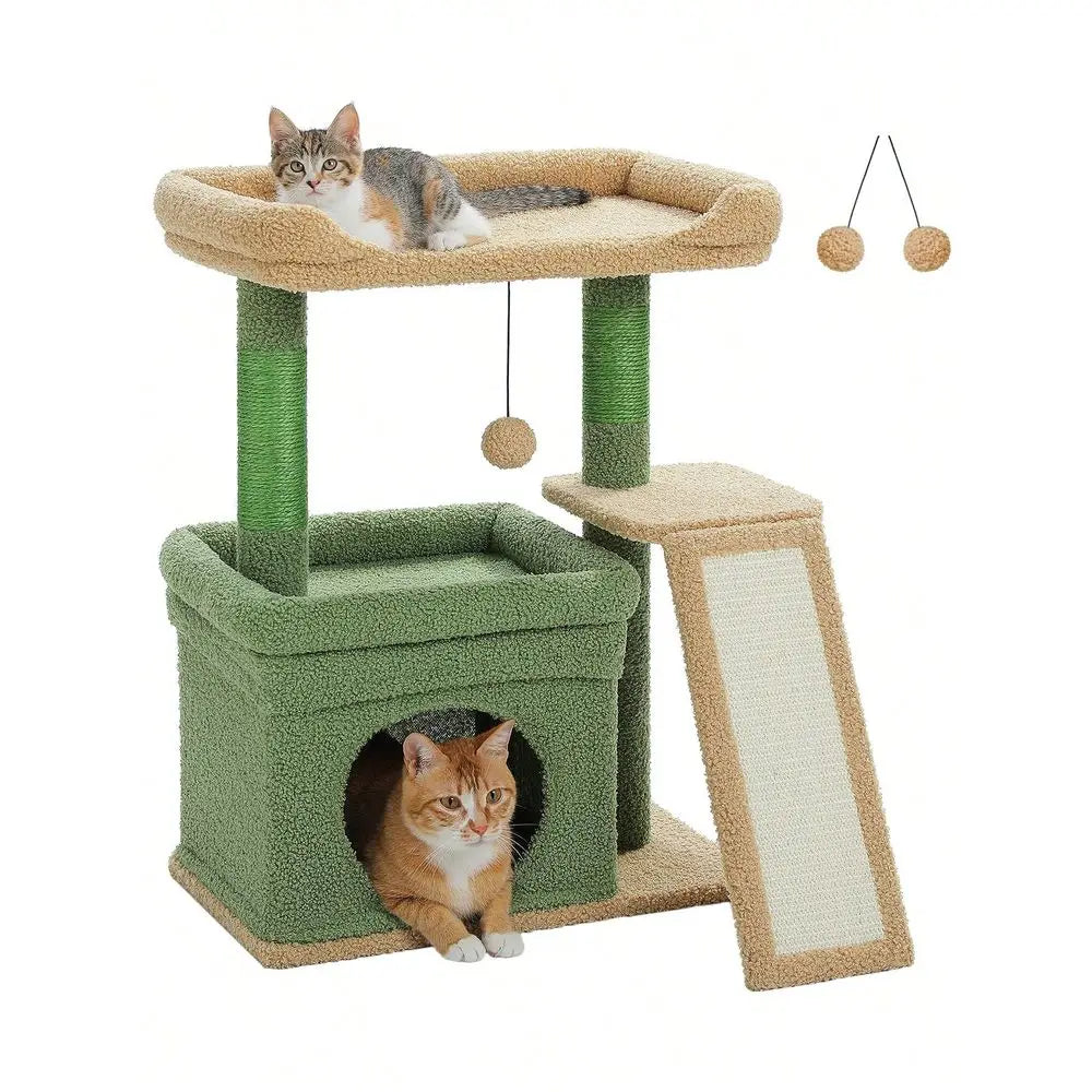 XMSJ Indoor Cat Tree with Sisal Posts, Cat Condo and Perch