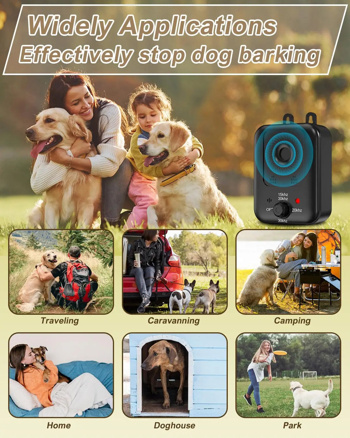 Automatic Ultrasonic Bark Control Device For Dogs Indoor Outdoor Rechargeable