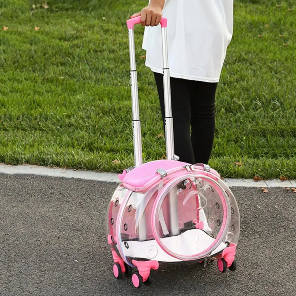 Pet Trolley Case With Ventilation Holes Travel Backpack For Cats