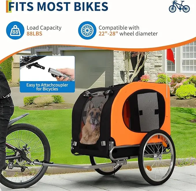 HiMISS Dog Bike Trailer Stroller Bicycle Carrier Quick Release Wheels