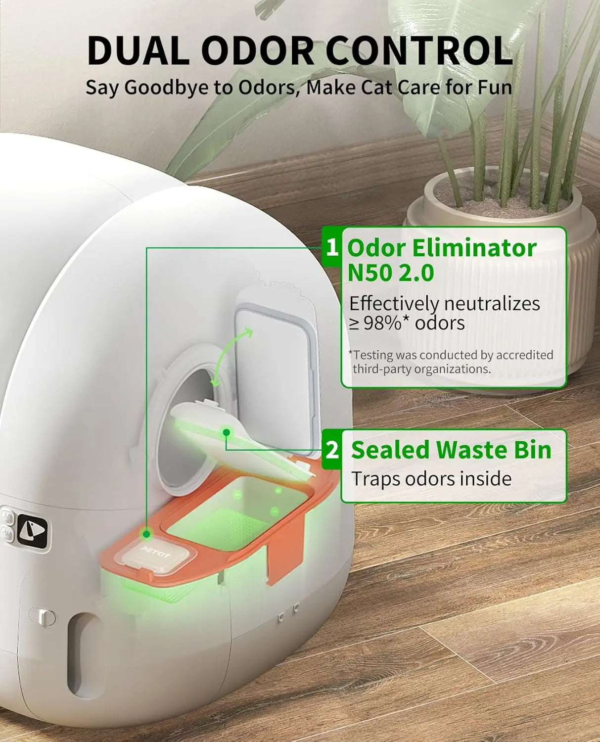 PuraMax 2 Automatic Self Cleaning Cat Litter Box With App Control Safety Sensors