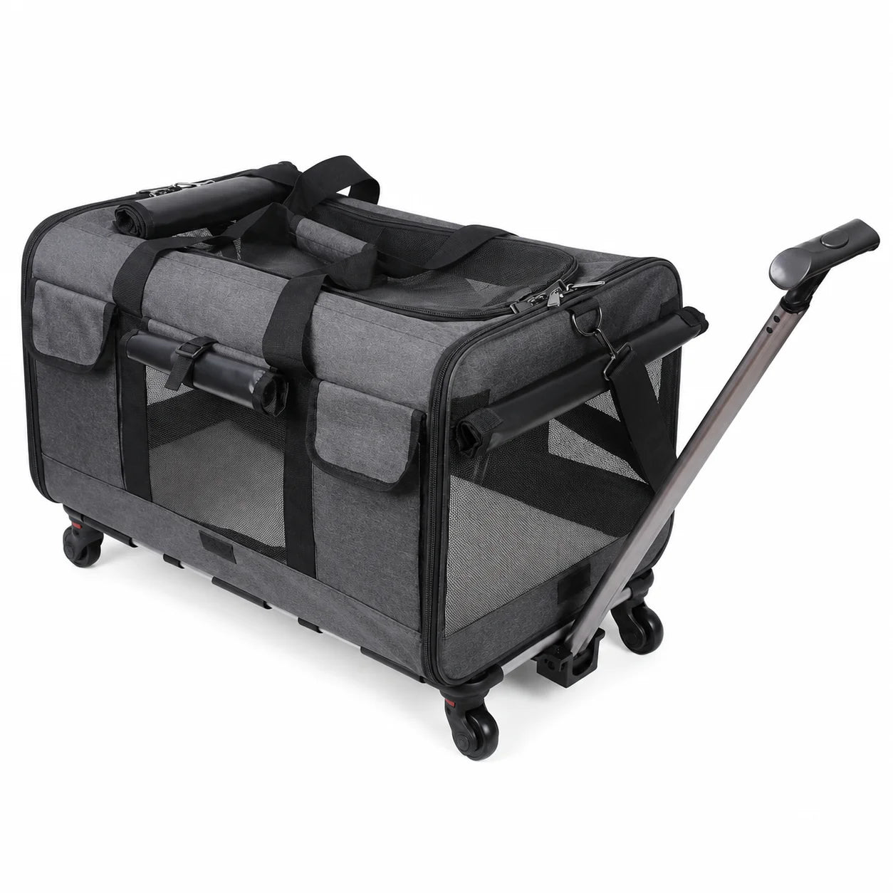 XMSJ Cat And Dog Travel Carrier With Wheels Detachable Rolling Bag