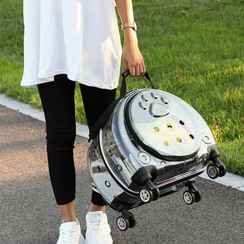 Pet Trolley Case With Ventilation Holes Travel Backpack For Cats