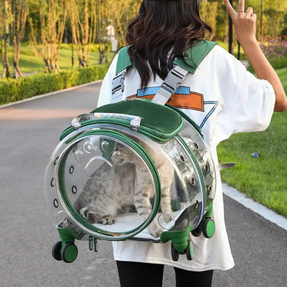 Pet Trolley Case With Ventilation Holes Travel Backpack For Cats