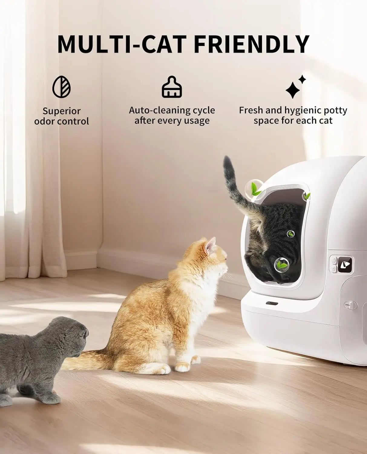 PuraMax 2 Automatic Self Cleaning Cat Litter Box With App Control Safety Sensors