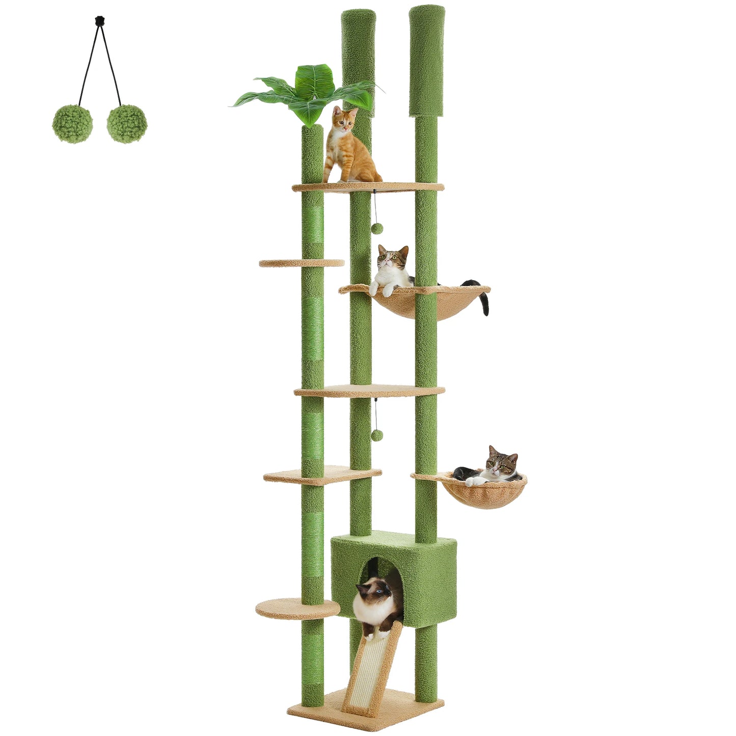 PAWZ Road Height Adjustable Wooden Cat Tree Sisal Posts Hammock