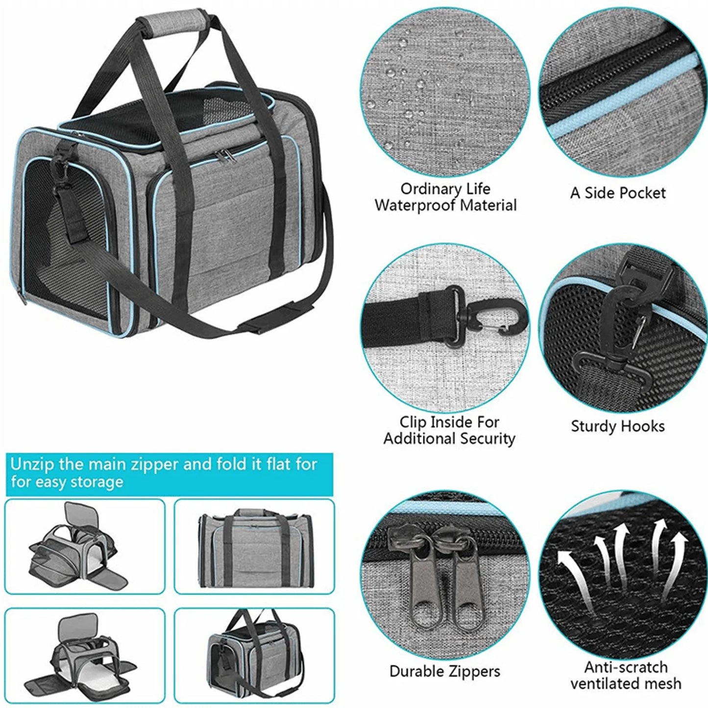 Airline Approved Pet Carrier Backpack With Removable Fleece Pad