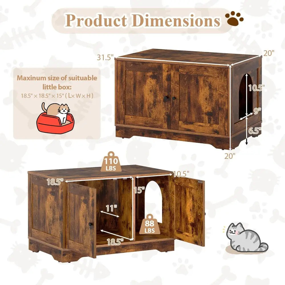 Hidden Cat Litter Cabinet With Odor Removal System
