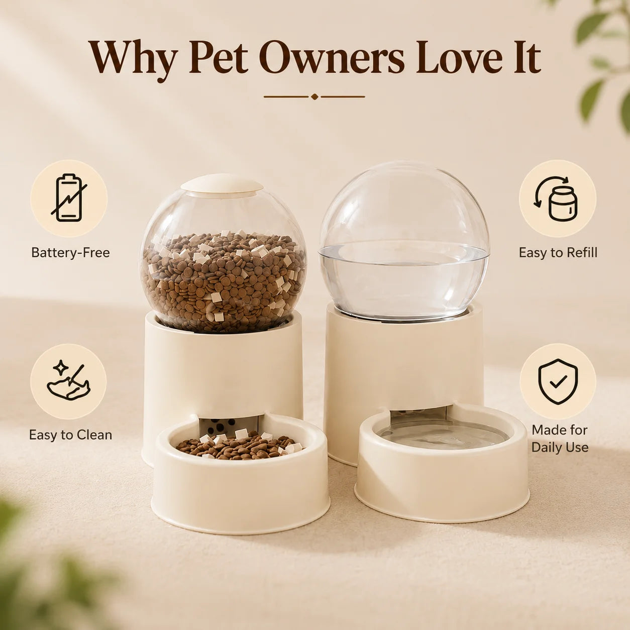 Automatic Gravity Feeder And Water Dispenser For Cats Spill Proof
