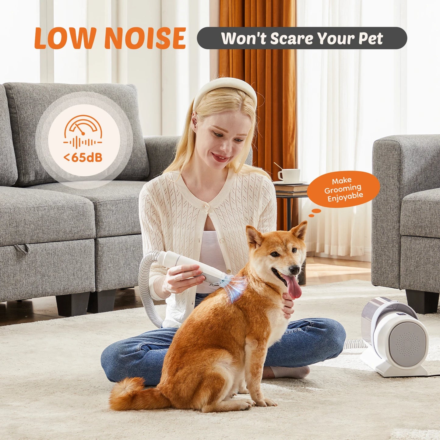 JHK 2.5L Pet Grooming Vacuum Kit 3 Suction Modes Clippers