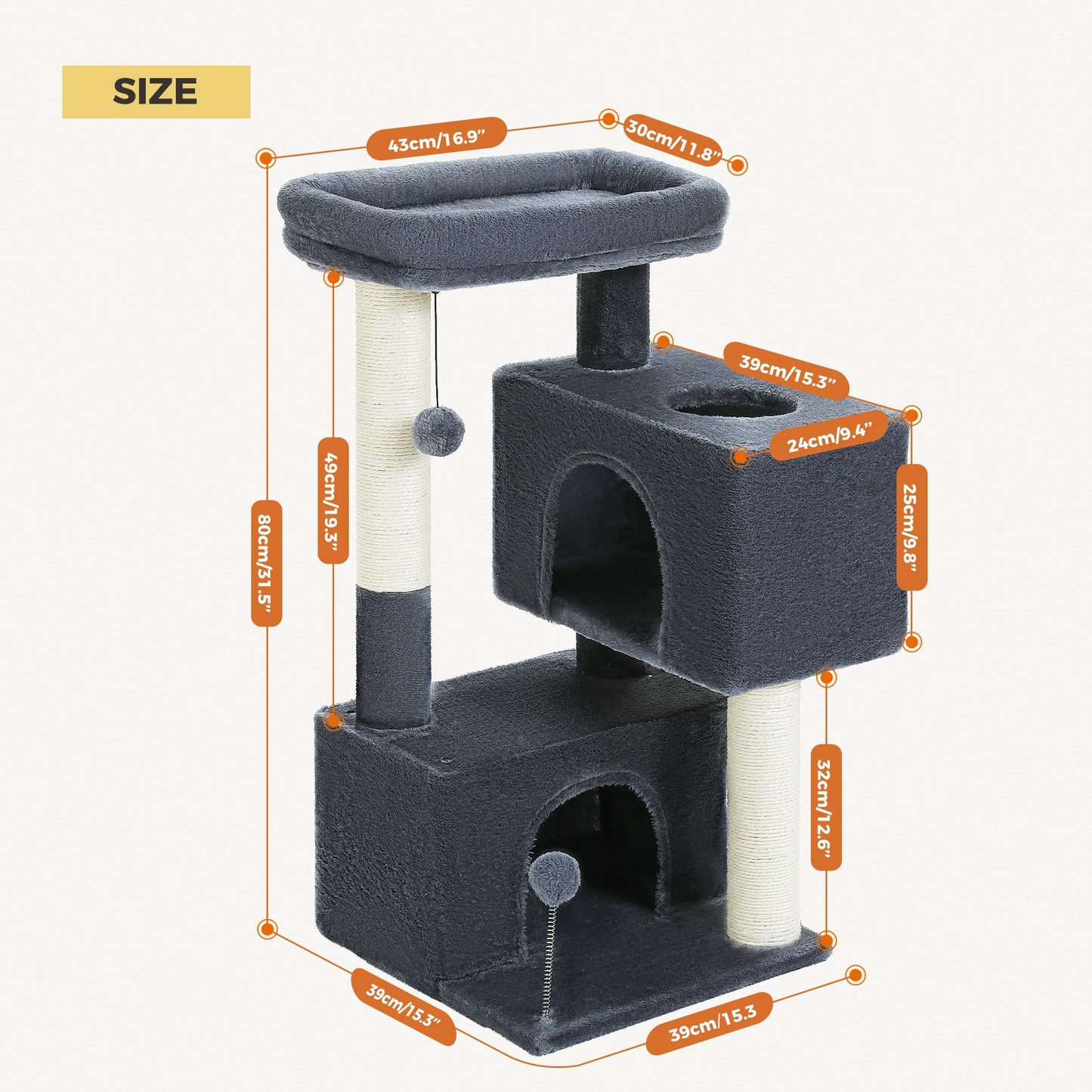 PAWZ Road Large Cat Tree Indoor Multi-Level Tower Condos