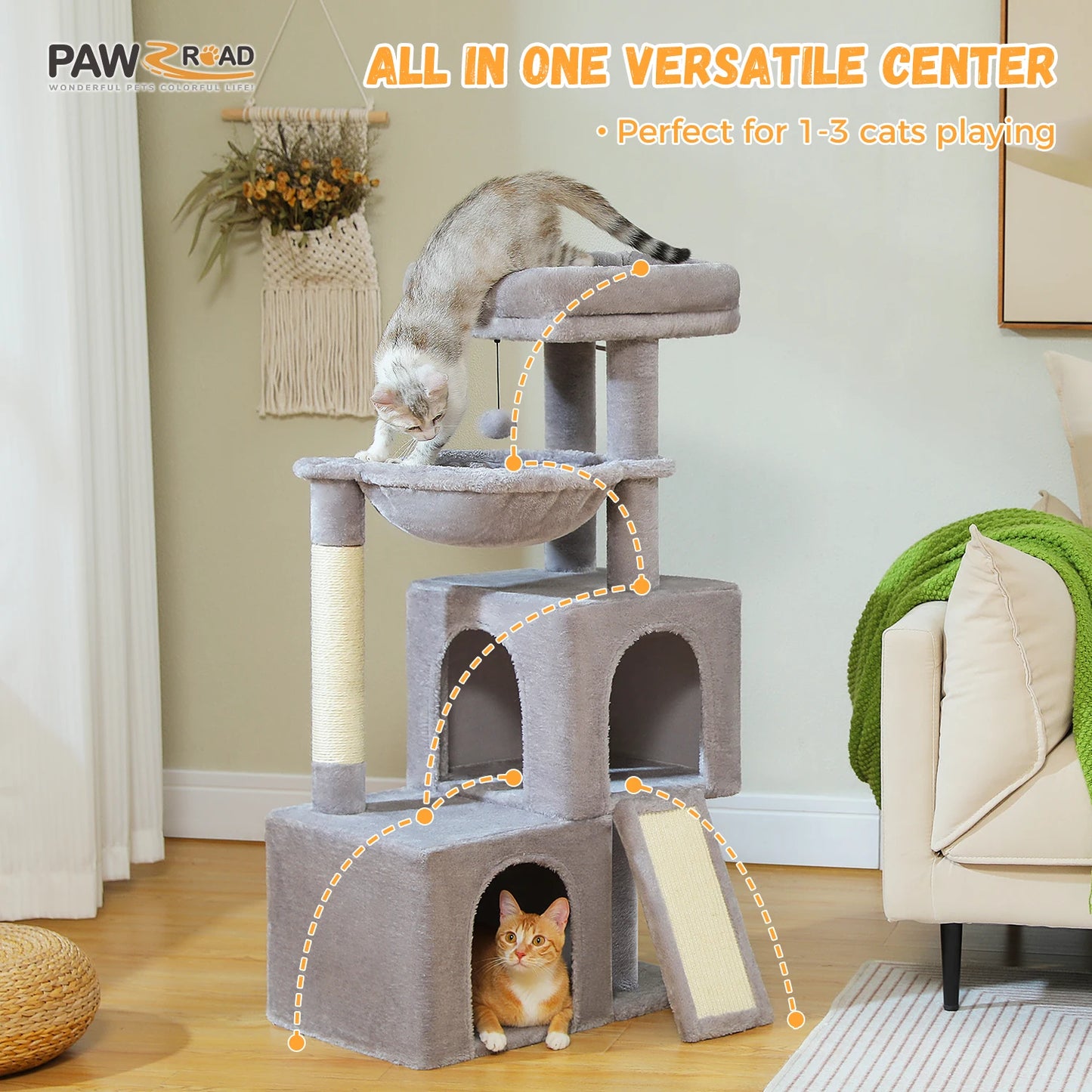 PAWZ Road Large Cat Tree Indoor Multi-Level Tower Condos