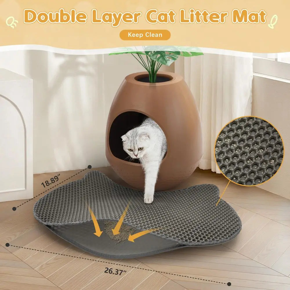 Plant Litter Box Large Cat Enclosure With 4 Litter Liners And Cat Litter Mat