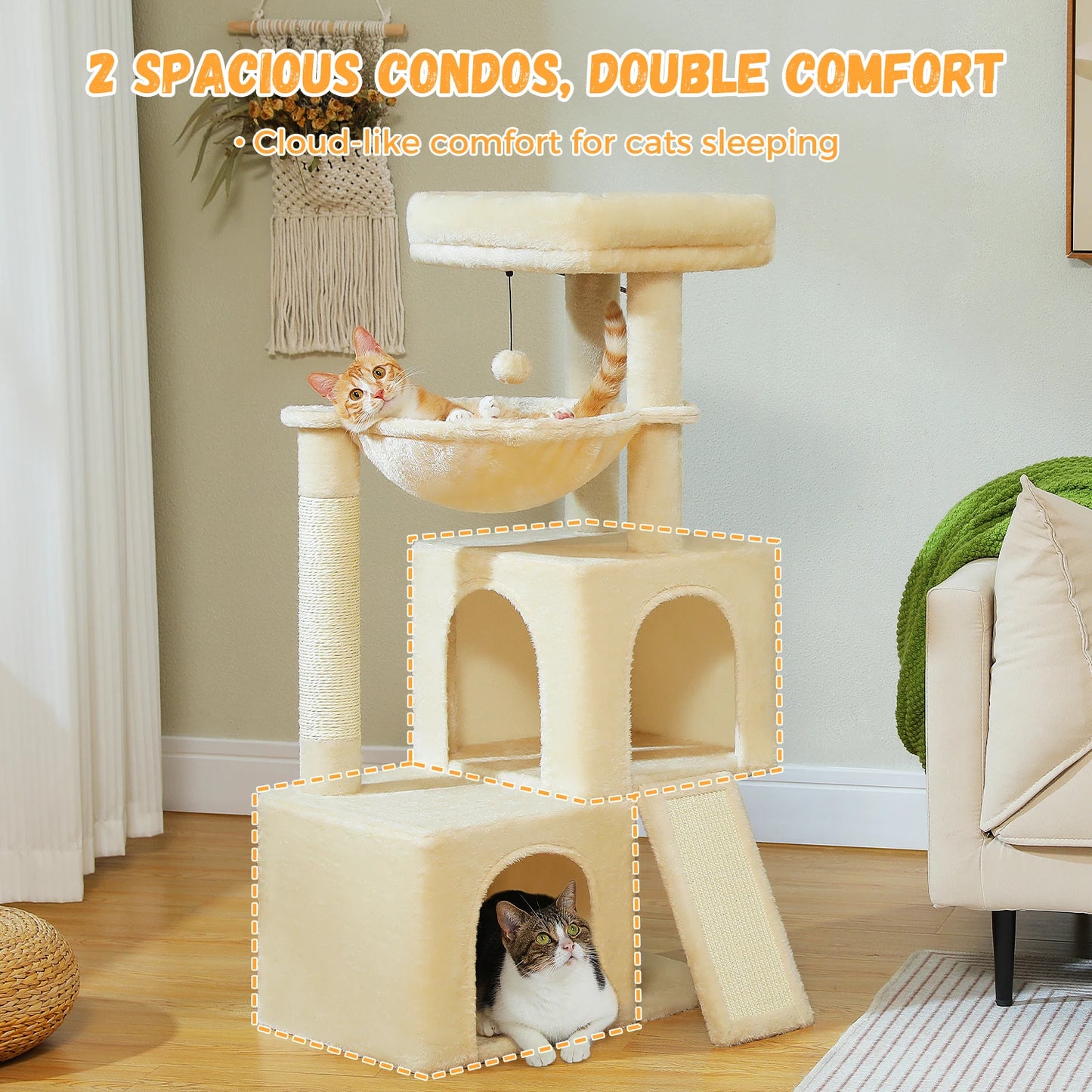 PAWZ Road Large Cat Tree Indoor Multi-Level Tower Condos