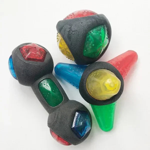 Pet Rubber Bouncing Toy For Dogs Light Up Squeaky Bite Resistant Ball