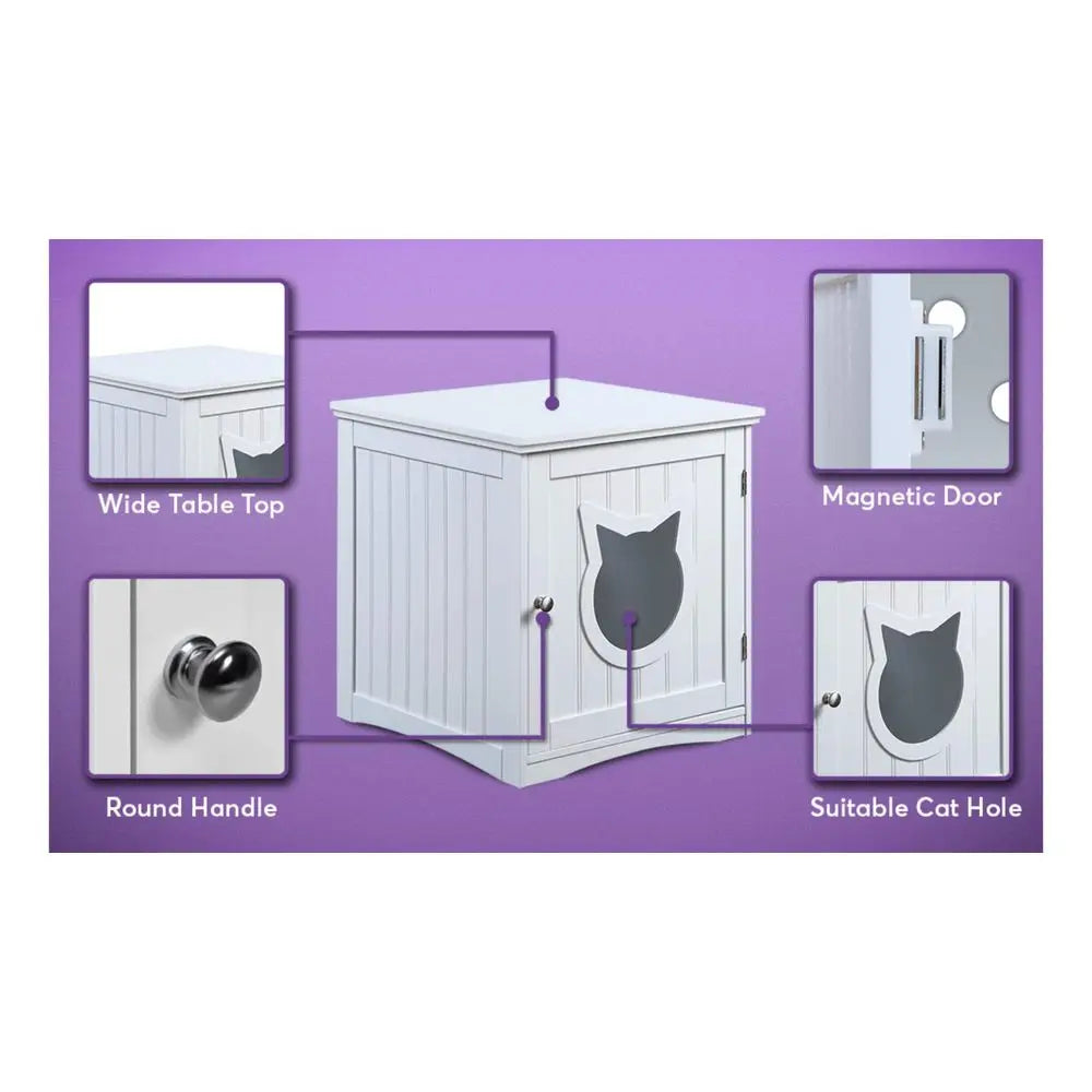 Litter Box End Table Enclosure for Indoor Pets and Cats