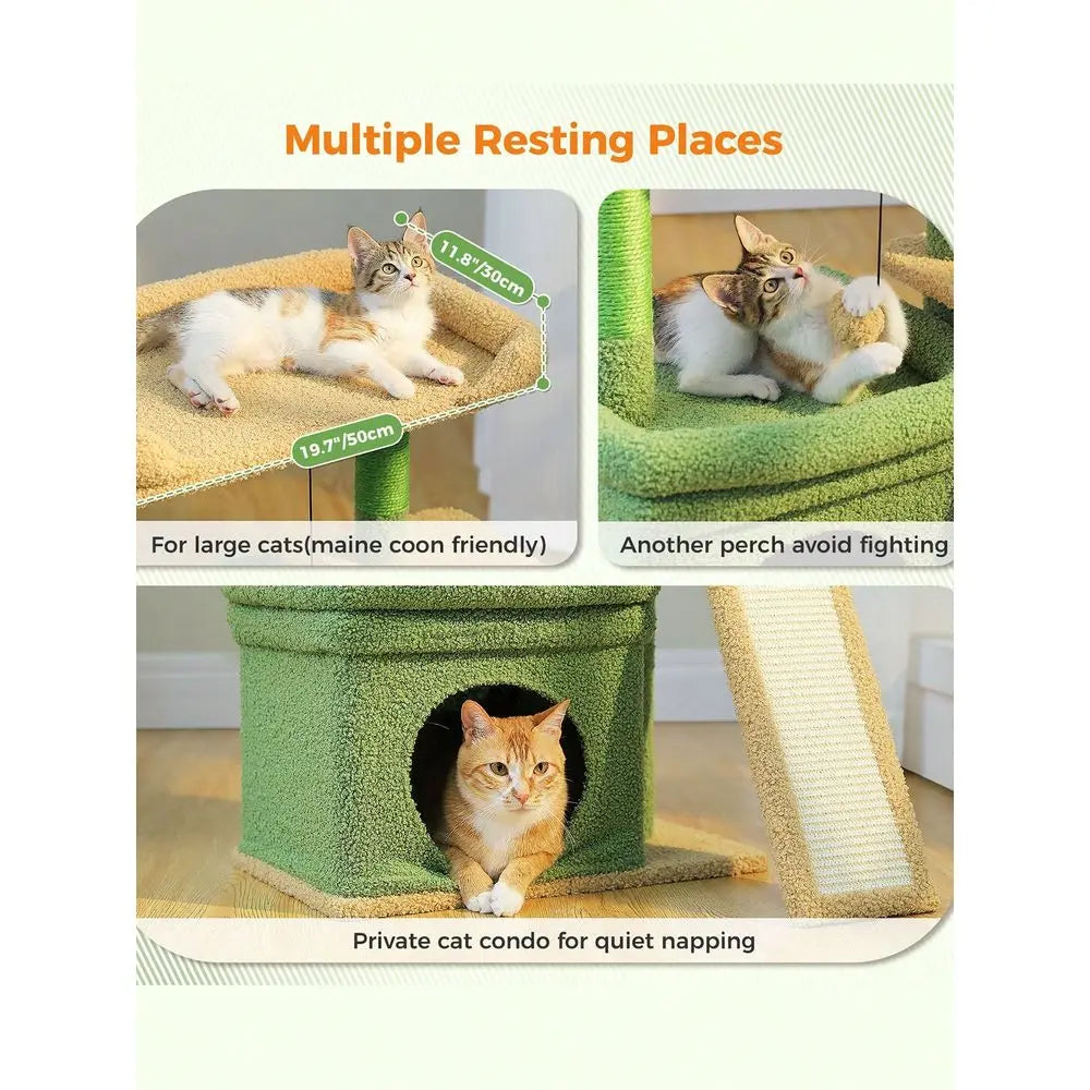 XMSJ Indoor Cat Tree with Sisal Posts, Cat Condo and Perch