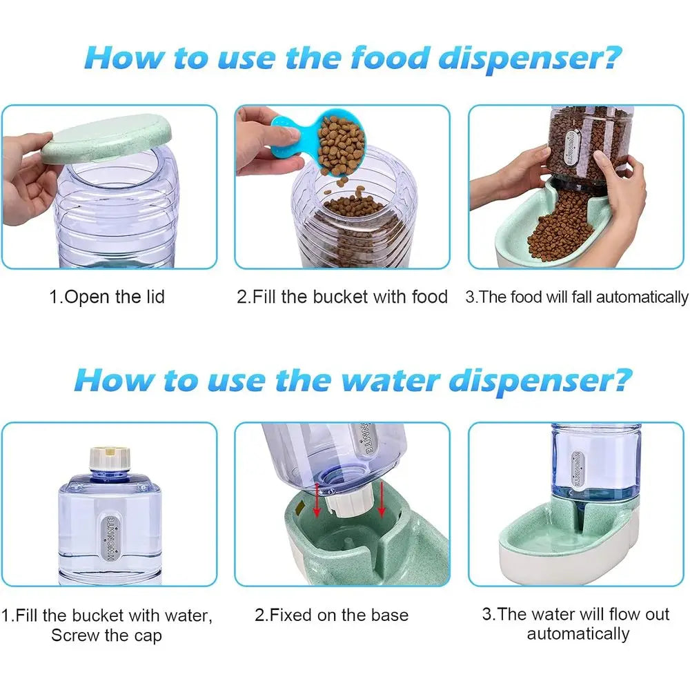 Automatic Pet Feeder And Water Dispenser For Cats And Dogs