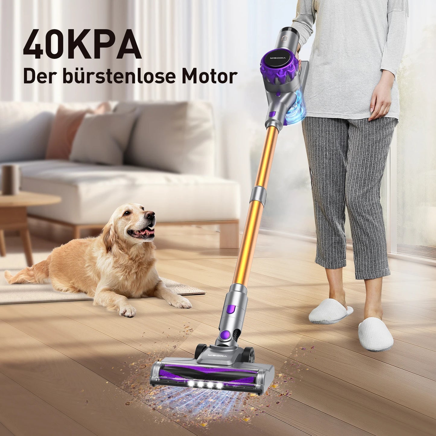 INSE Cordless Vacuum Cleaner 40KPa 55Min Runtime for Pet Hair
