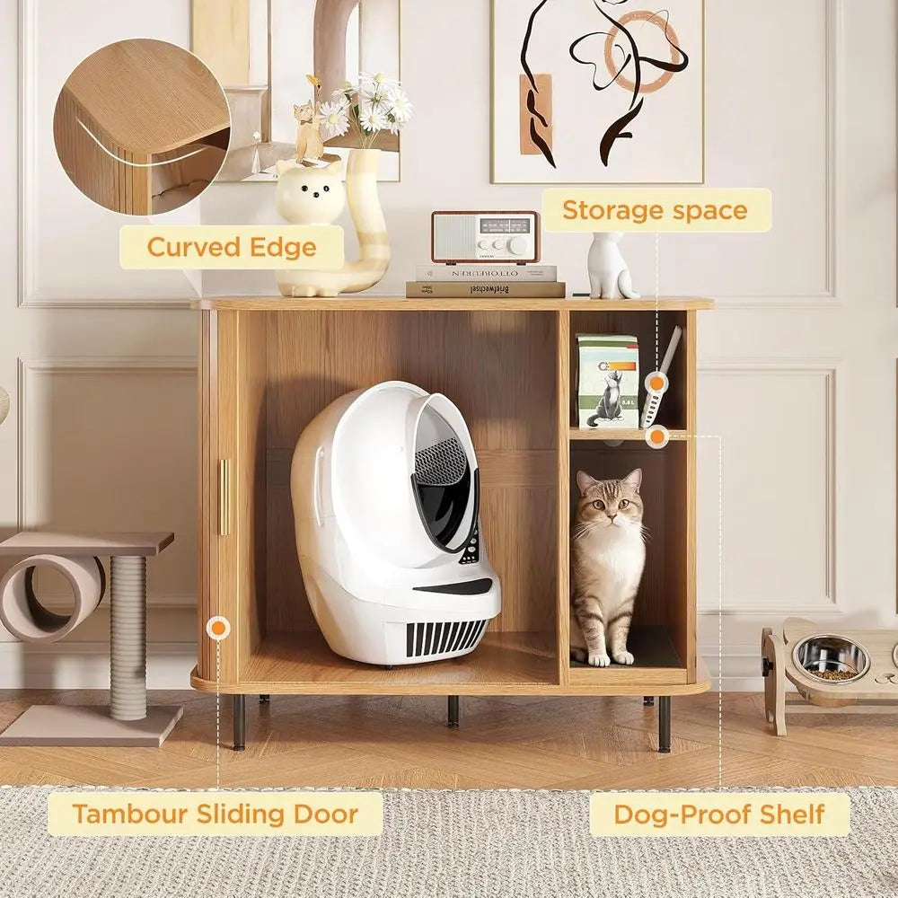 Premium Litter Box Enclosure Charging Dock And Automatic Cleaning Robot