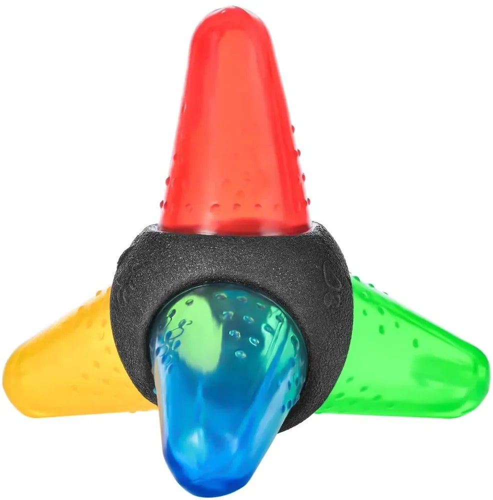 Pet Rubber Bouncing Toy For Dogs Light Up Squeaky Bite Resistant Ball