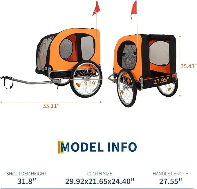 HiMISS Dog Bike Trailer Stroller Bicycle Carrier Quick Release Wheels
