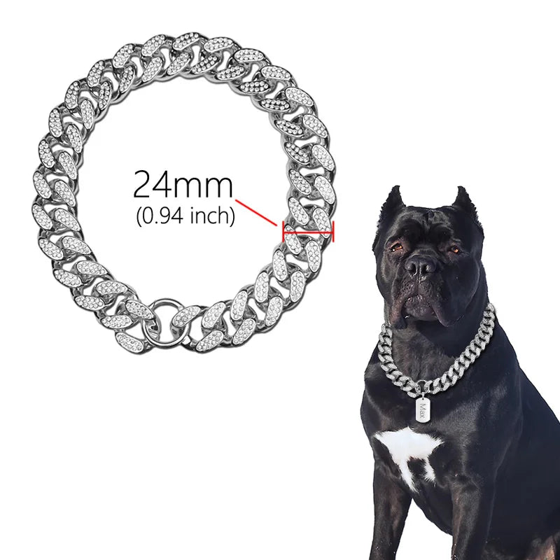 ABS Plastic Diamond Inlay Sparkle Dog Collar