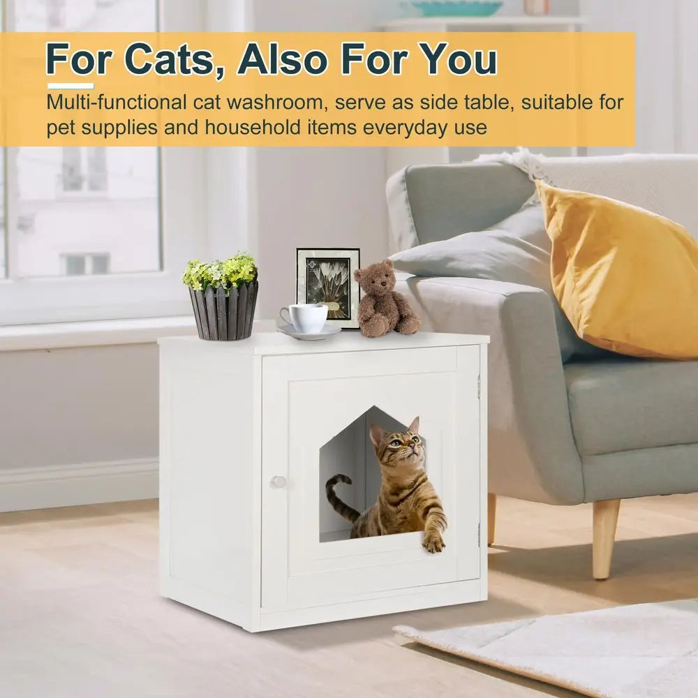Cat Litter Box Enclosure Furniture Ventilated Hidden Cabinet Nightstand