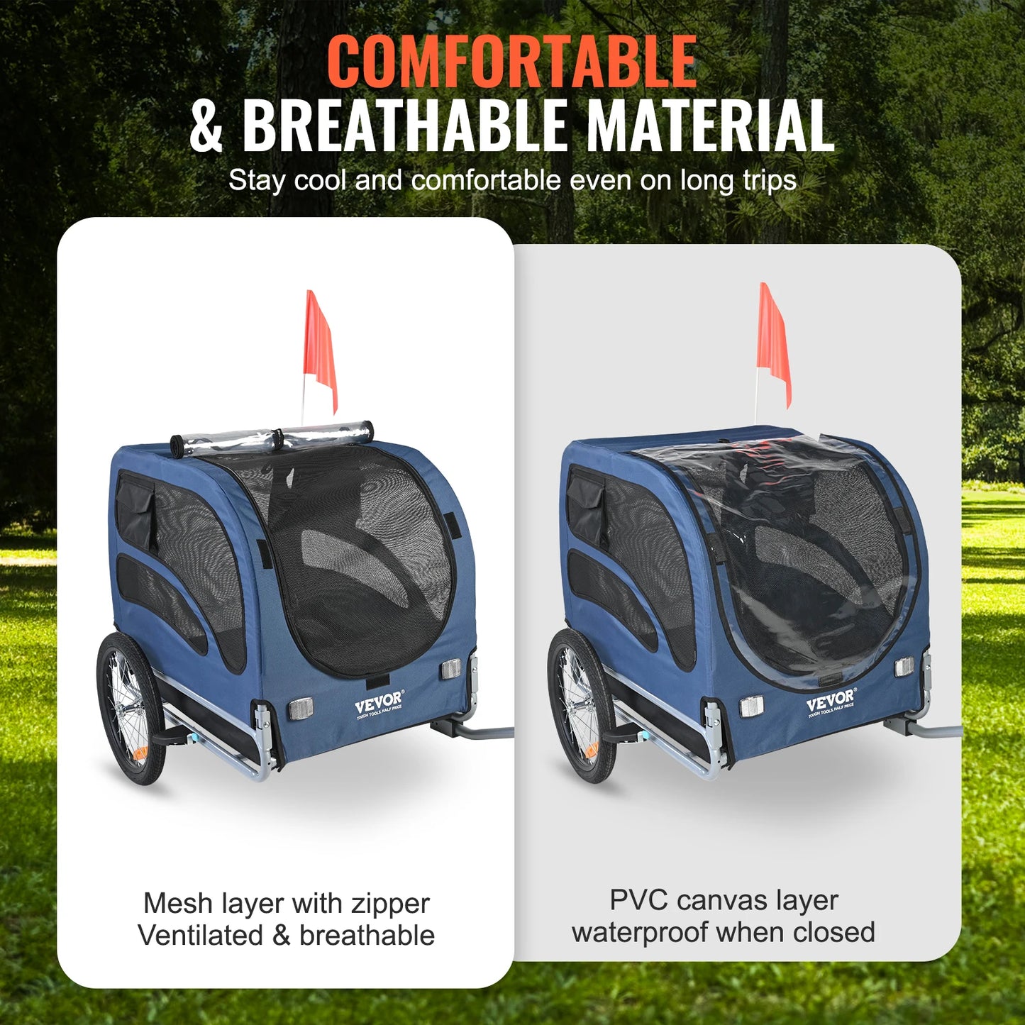 Pet Bike Trailer Carrier for Dogs 100 Lb Capacity Reflectors