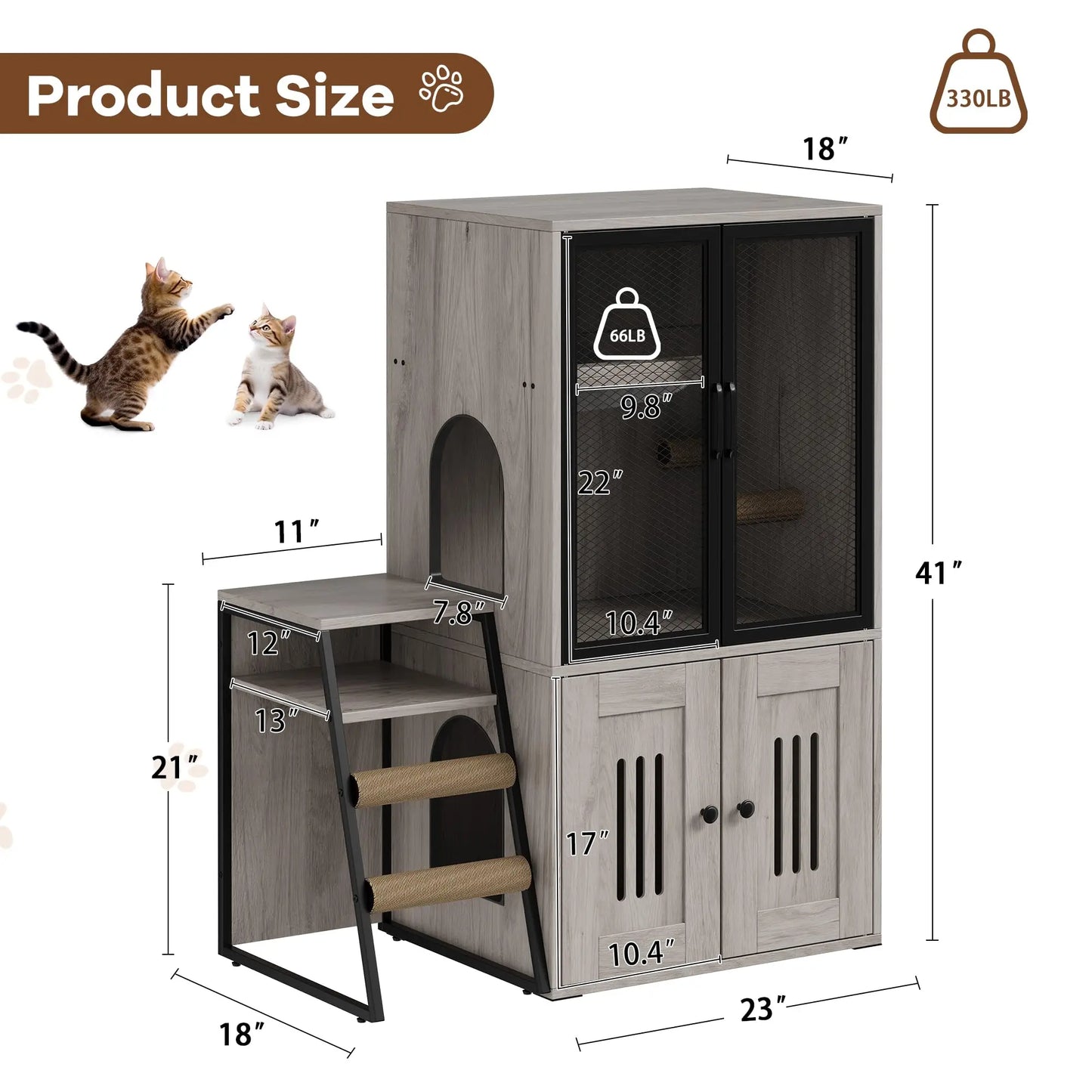 HiMISS Cat Litter Box Furniture Enclosed With Doors Storage Odor Control