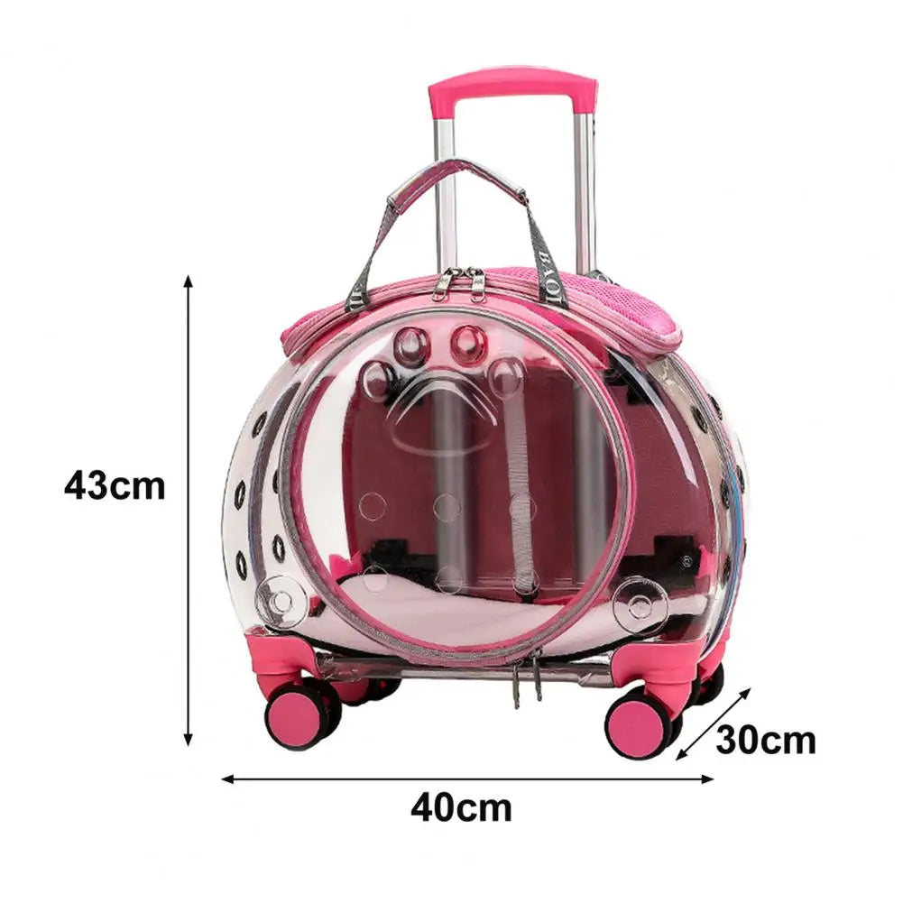 Pet Trolley Case With Ventilation Holes Travel Backpack For Cats