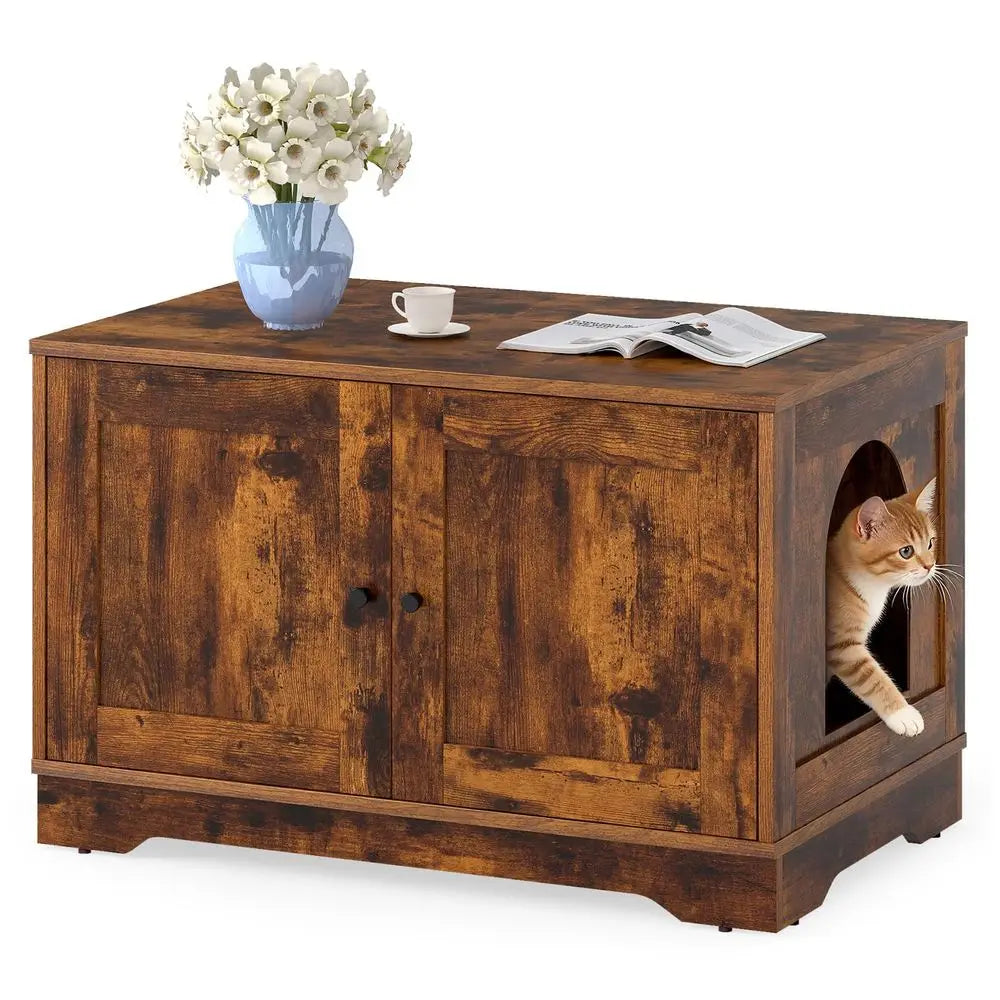 Hidden Cat Litter Cabinet With Odor Removal System