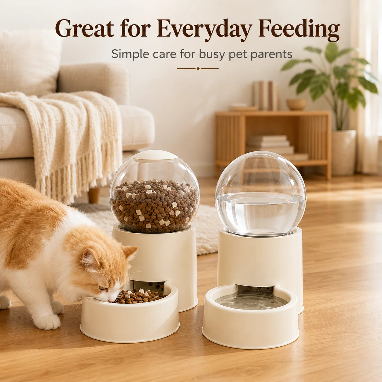 Automatic Gravity Feeder And Water Dispenser For Cats Spill Proof