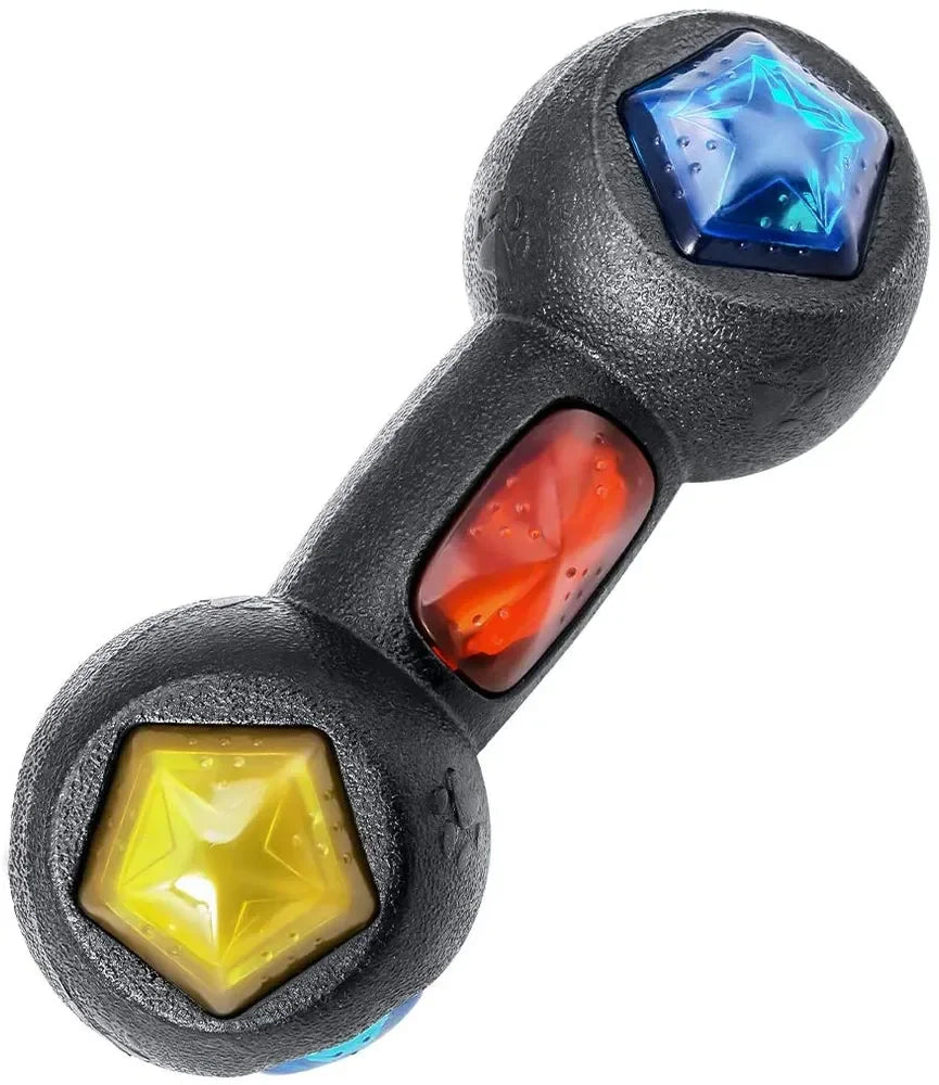 Pet Rubber Bouncing Toy For Dogs Light Up Squeaky Bite Resistant Ball