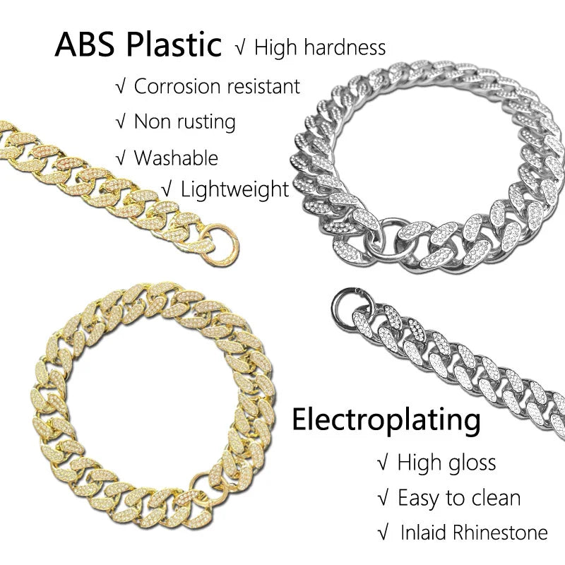 ABS Plastic Diamond Inlay Sparkle Dog Collar