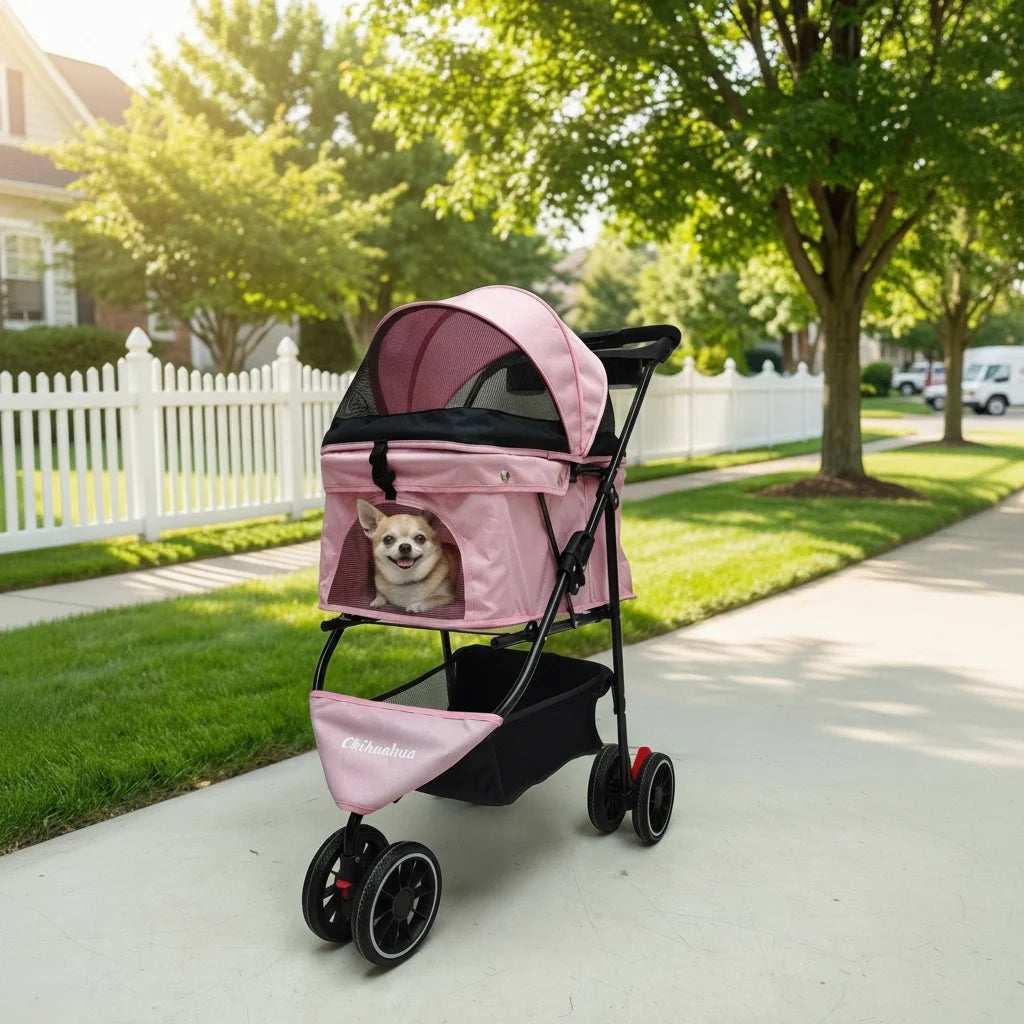 Chihuahua Pet Stroller Portable Foldable Dog Cat Carrier Travel