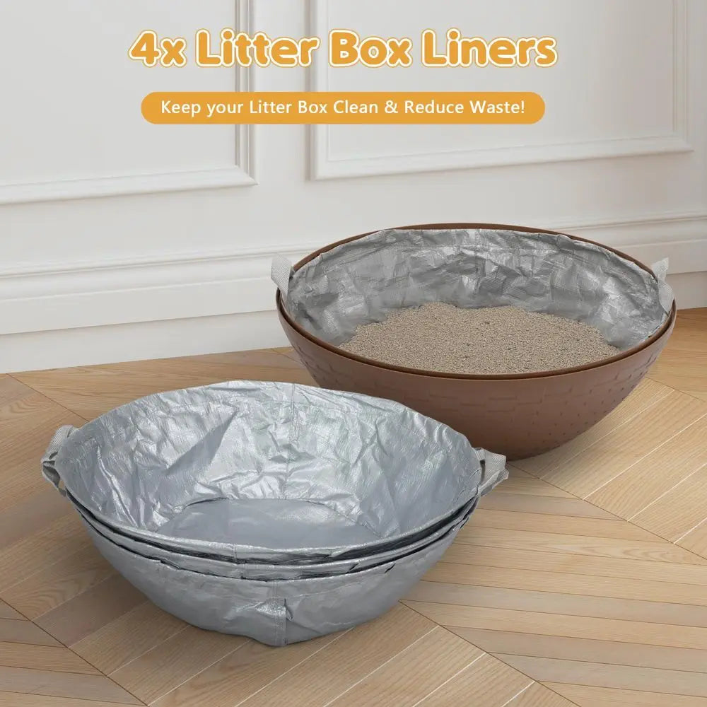 Plant Litter Box Large Cat Enclosure With 4 Litter Liners And Cat Litter Mat