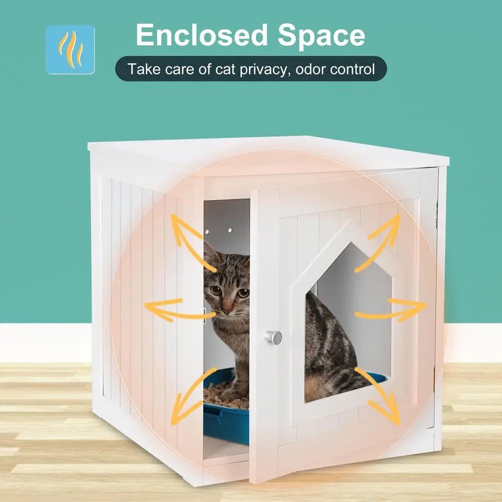 Cat Litter Box Enclosure Furniture Ventilated Hidden Cabinet Nightstand